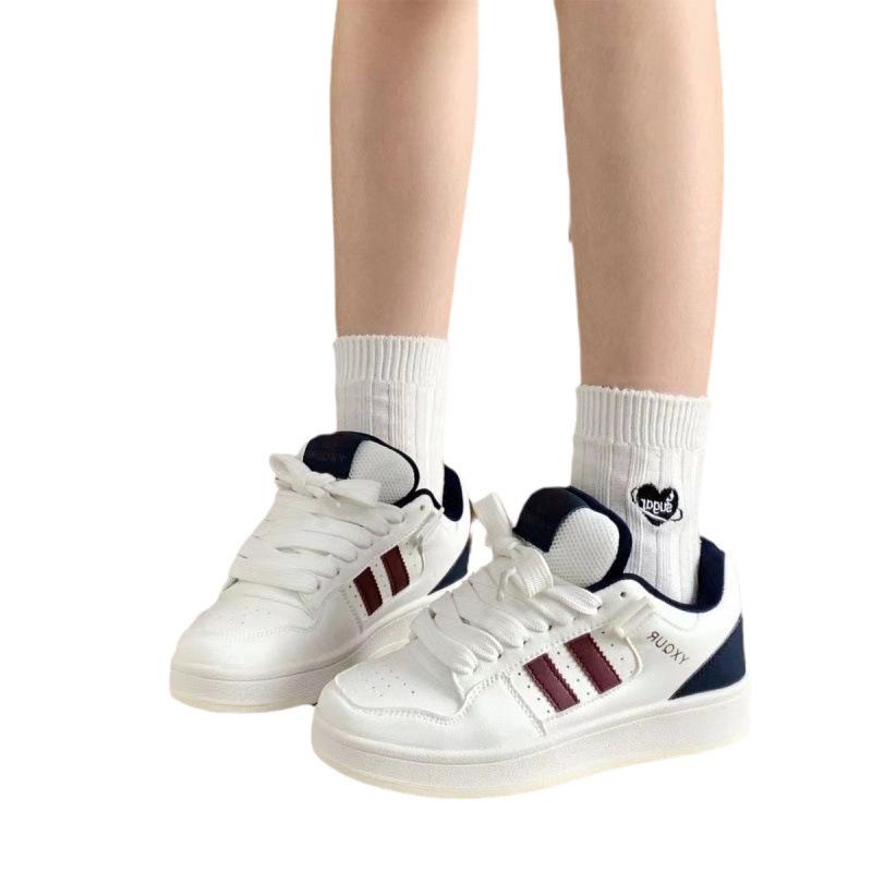 Campus style niche color matching bread shoes women's ins tide 2025 autumn new versatile sports and leisure leather shoes
