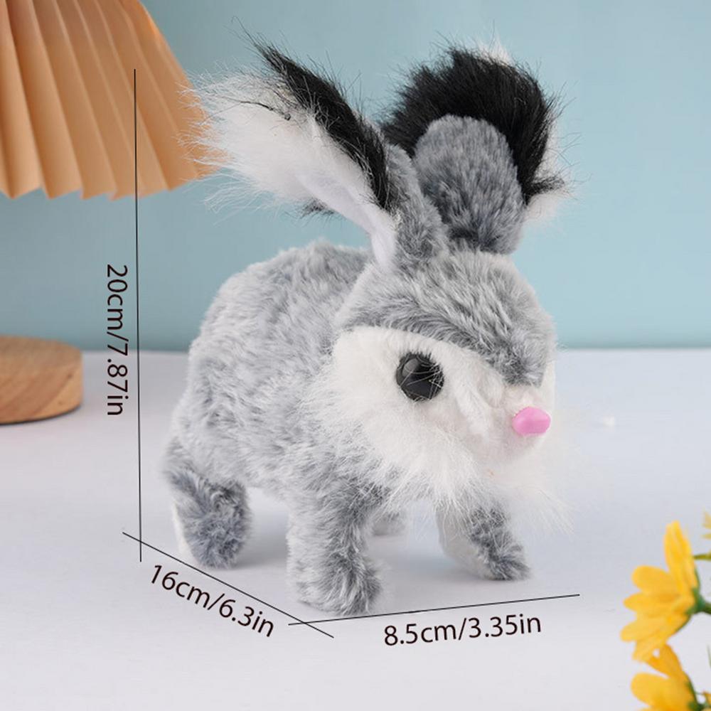 New Simulation Electric Rabbit Pet Toys Cute Electric Rabbit Interactive Toys Gift for Toddlers Birthday Plush Carrot Bunny Toys серый