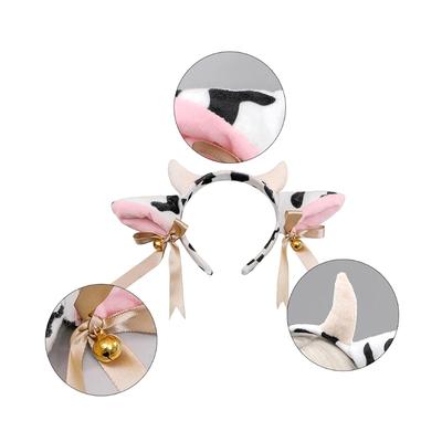 1 Set Costum Cosplay Petrecere Animală Urechi de Vacă de Pluș Corn Bentiță cu Clopoței Mici Fundă cu Panglică Anime Lolita Cerc de Păr Cadouri Fată