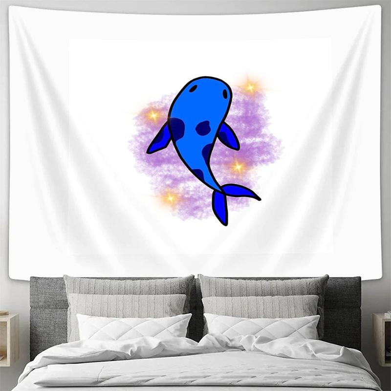 Ocean Whale Tapestry Wall HangingBlue Marine Animal DecorBeach Vibes Room AestheticGalaxy Space PatternTrippy ArtBoho Home Decor