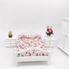 1:12 Mini Dollhouse Furniture Fresh Rose Bedroom Linen Double Bed Bedroom Mini Furniture