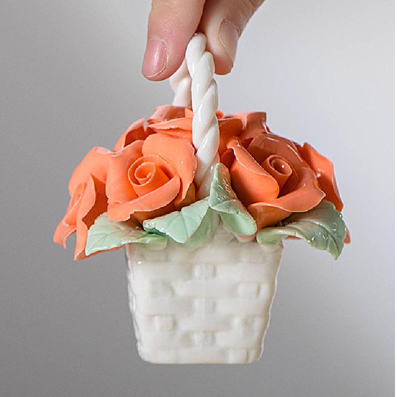 Keramik-Simulations-Blumenkorb-Ornamente Handgefertigte Mini-Blumenkörbe Kreative Kaffeetisch-Wohnzimmer-Tischdekorationen