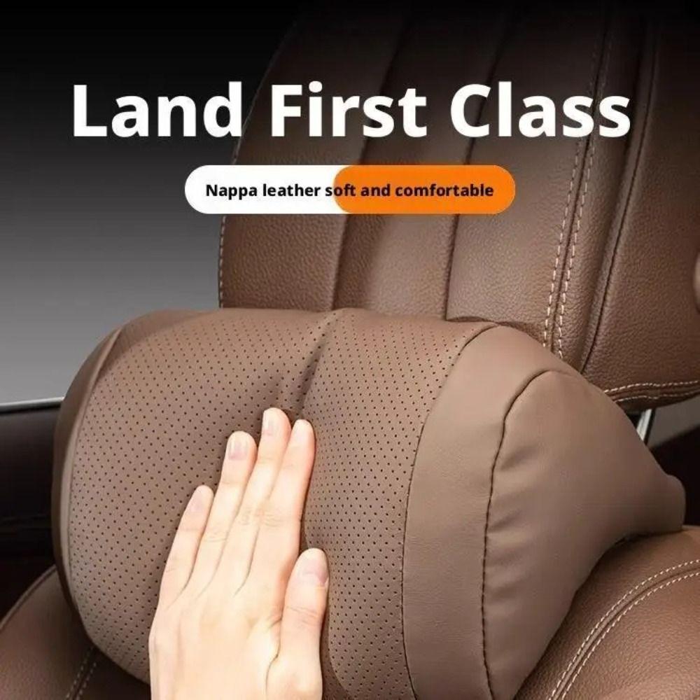 Soft Fluffy Car Neck Pillow Leather Head Pillow Ergonomic Car Seat Headrest Pillow  Car Interior