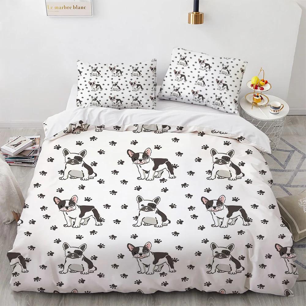 Corgi Dog King Queen Duvet Cover Yellow Cartoon Puppy Bedding Set for Kids Boys Girls Kawaii Pet Animal Pink 2/3pcs Quilt Cover