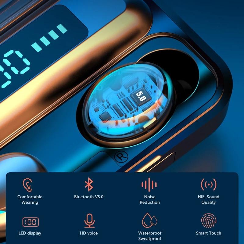 Wireless Headphones Bluetooth Earphones Sport Waterproof Headset HiFI Stereo Earbuds