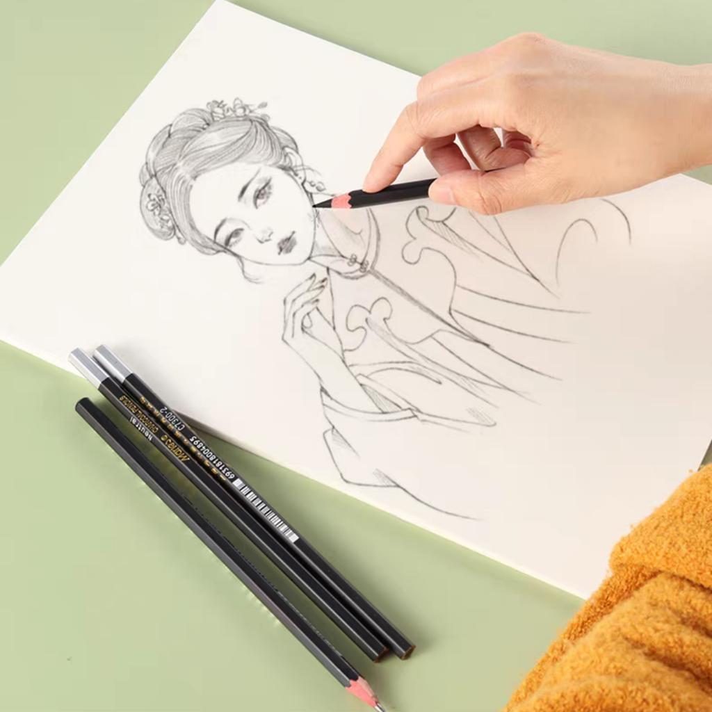 Sketch pencils, drawing set including HB/B/2B/4B/6B/8B, charcoal set including soft, medium and hard charcoal pencils