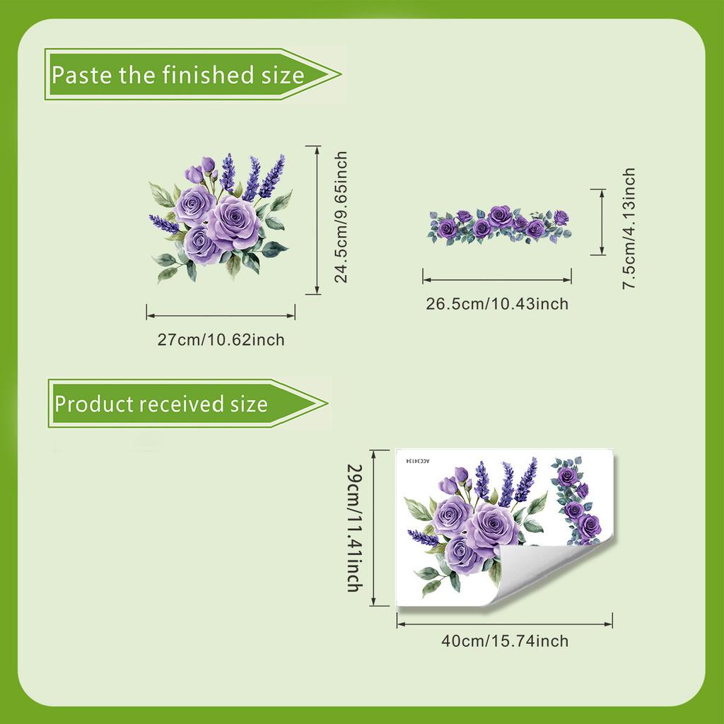 1/2pcs Romantic purple rose lavender toilet sticker PVC self-adhesive waterproof toilet decoration sticker