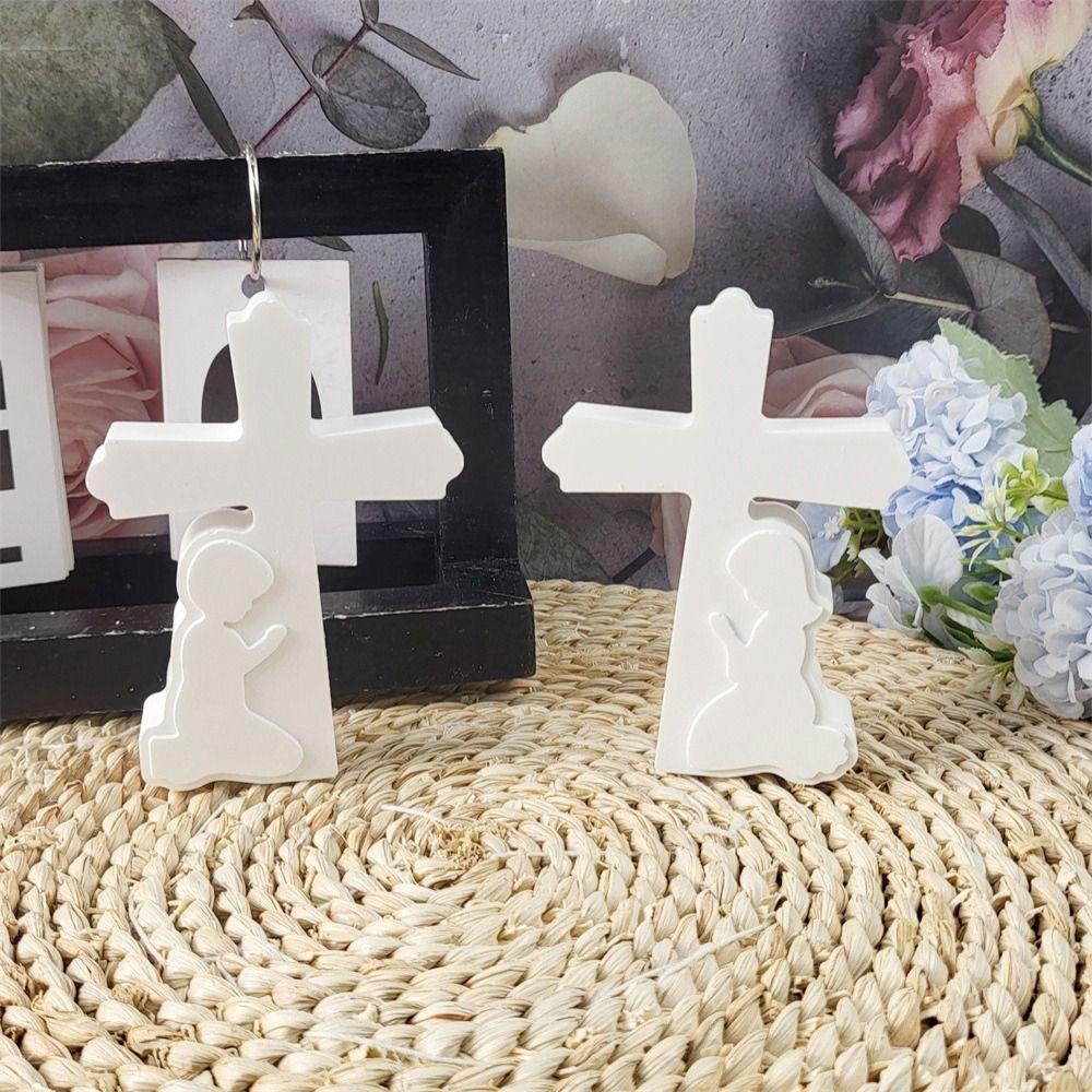 3D Boy Girl Cement Molds Handmade Cement Concrete Molds Cross Silicone Mold Home Table Decoration