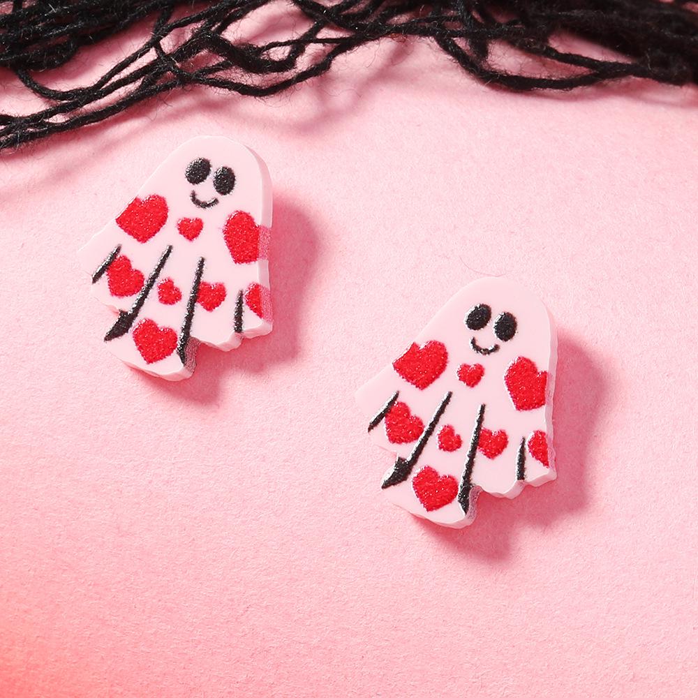 Cross-Border Halloween Cartoon Heart Ghost Tassel Earrings