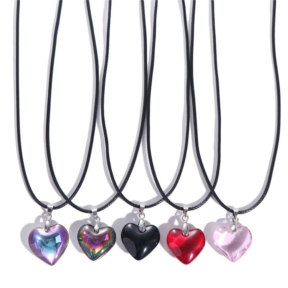 Punk Heart Crystal Necklace Vintage Heart Necklaces Choker Red Heart Pendant Friends Gift