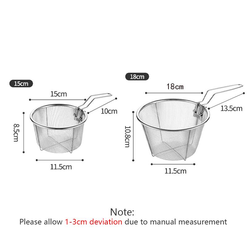 Stainless Steel Frying Basket,Household Draining Strainer Baskets for Noodle Dumplings,Multipurpose Chips Frying Strainer Mesh