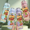 1PC Hamburger Fast Food Cartoon 750ml Color Plastic Sports Water Bottle Leakproof Flip Straw Lid Suitable for Sports Office Home Use