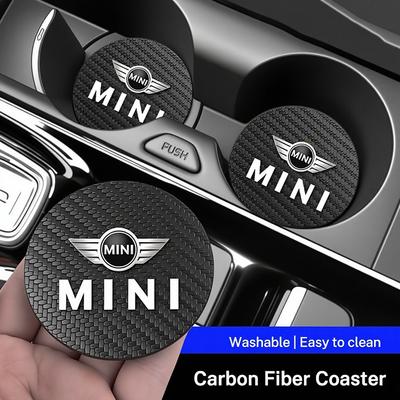 2 Pièces Sous-verre en Cuir Anti-bruit Coussinet pour Tasse à Eau Pour MINI WORKS One Cooper JCW R60 R59 R58 R57 R56 R55 R53 R52 F55 F56