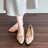 Fashion Heightened Inside 5 Cm Rivet Light Mouth Nude Pointed Toe Soft Patent Leather French Style Single Shoes for Women