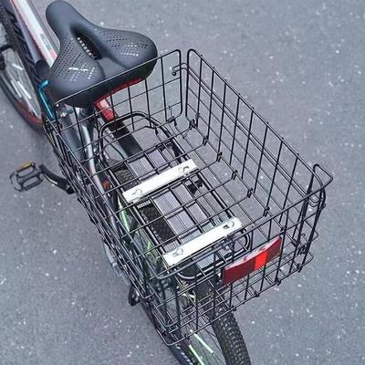 Rear Bike Basket Cargo Rack Foldable Easy Installation Iron Heavy Duty Bicycle Pannier