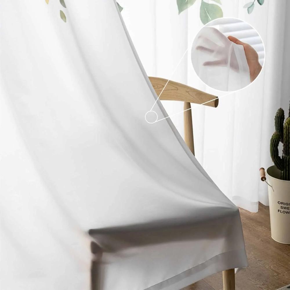 Frühlingsaquarell Pflanze Eukalyptusblätter Transparente Vorhänge für Wohnzimmerdekoration Fenstervorhang Küche Tüll Voile Drapierungen