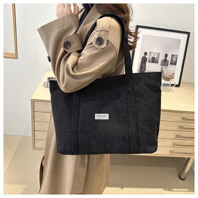 Fashion Simple Corduroy Women's Shoulder Bags Versatile Solid Color Ladies Handbag Casual Large Capacity Female Shopping Bags
