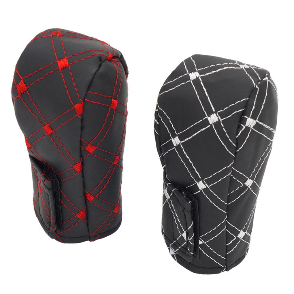 2pcs/set PU Leather Car Hand Brake Gear Shift Cover Handbrake Grips Case Manual Gear Head Shift Knob Shell