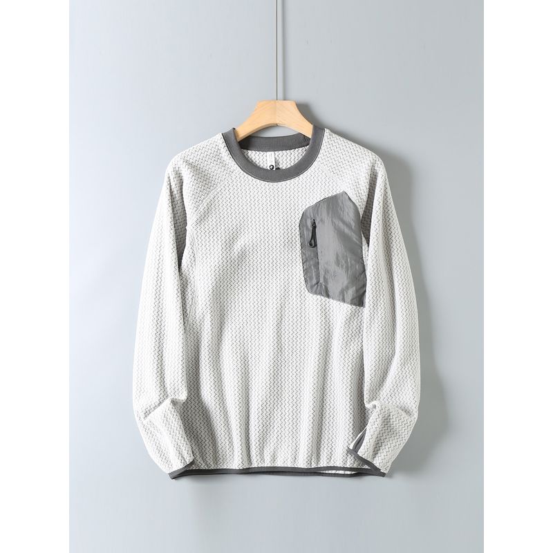 Authentic Japanese-Style Functional Crewneck Sweatshirt, Long-Sleeve Autumn and Winter Fleece Jacket for Men, Color-Blocking Couple's Versatile Top