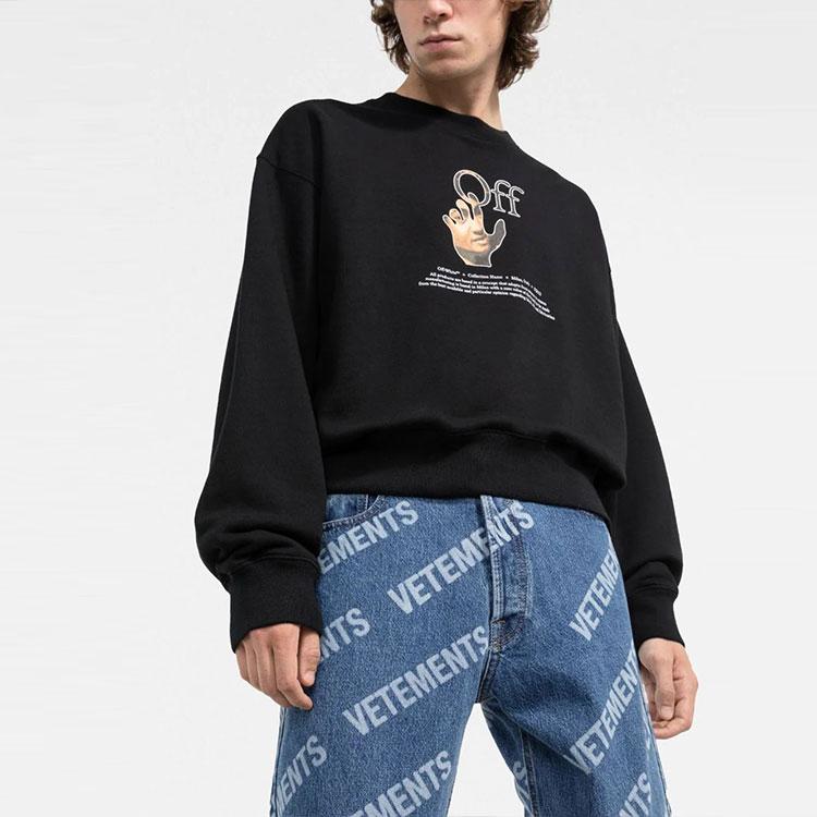 Off-White Caravaggio Hand Over Crewneck Black/Multicolor Men Tops OMBA035F21FLE0031084