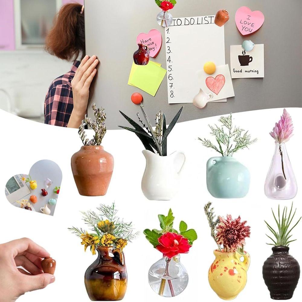 Durable Vase Magnets for Fridge Simulation Flower Vase Mini Plant Fridge Magnet  for Fridge