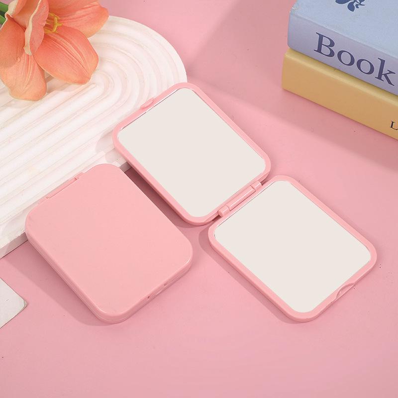 Double-Sided Flower Foldable Mini Square Mirror for Female Students – Portable Dormitory Makeup Pocket Mirror