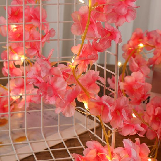 LED řetězová světla se simulovanými květinami na baterie Dekorativní vnitřní/venkovní osvětlení Girlanda Vinná réva Vílová světla