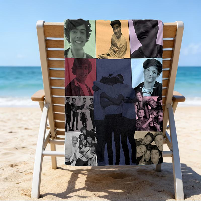proof beach towel with a One Direction2 pattern - soft,absorbent,quick-drying,machine washable - perfect for swimming,camping,bathing