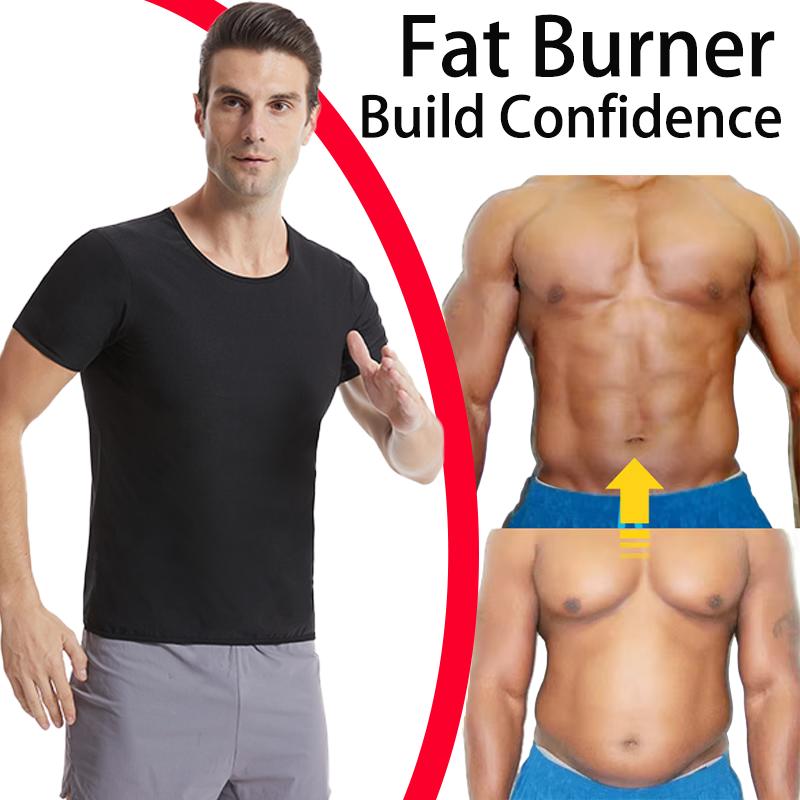 Men Sauna Sweat Vest Heat Trapping Compression Waist Trainer Shirt Gym Sauna Suit Workout Slimming Body Shaper Tummy Control Top