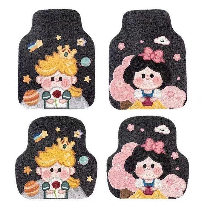 Universal Cartoon Car Interior Foot Mats - Scratch & Wear Resistant Set
