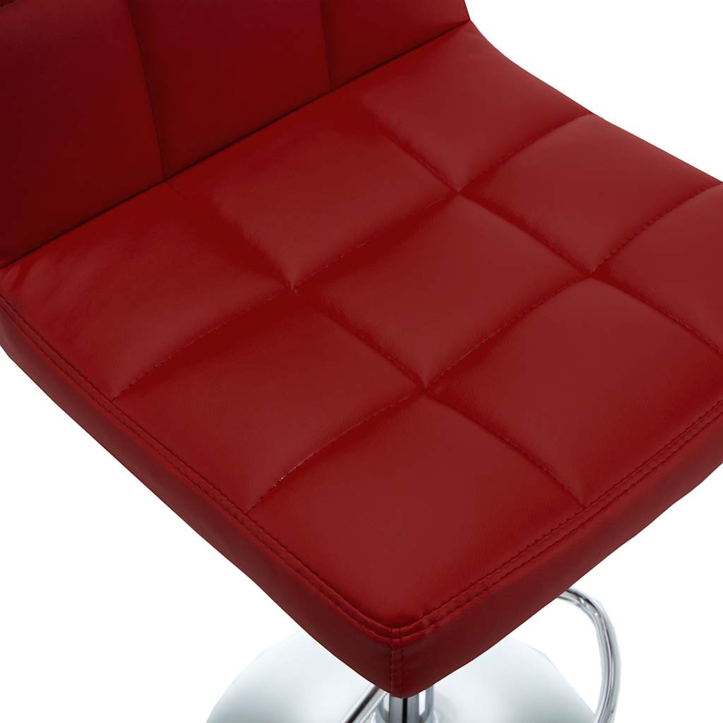 Bar Stool Set 2 Pieces Burgundy Artificial Leather