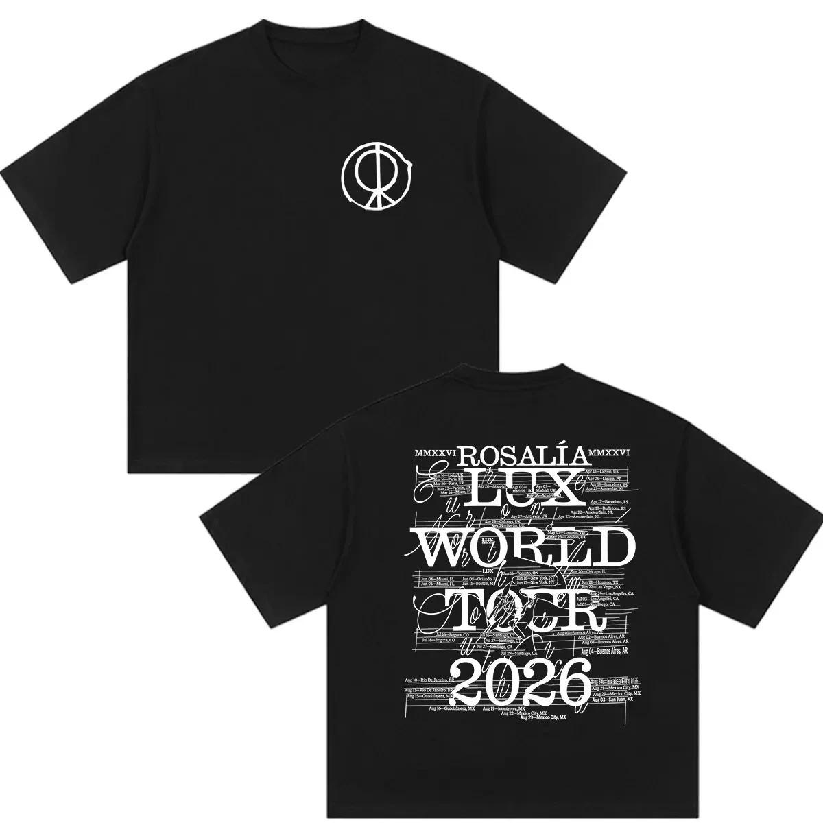 Vintage-Inspired Stylish Rosalía LUX World Tour 2026 Minimalist Logo Black Cotton Graphic Women And Men T-shirt 4XL