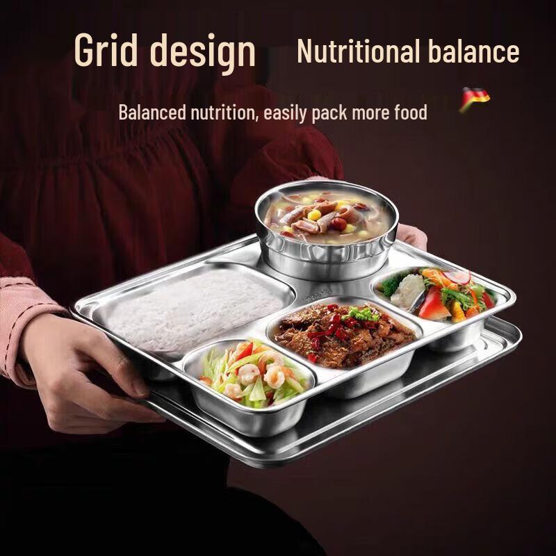 304 Stainless Steel Rectangular Divided Lunch Tray
