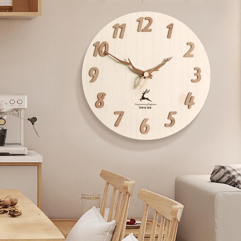 

Деревянные настенные часы Скандинавские Японские Минималистичные Креативные часы Дом Гостиная Современные часы Украшение 482 white