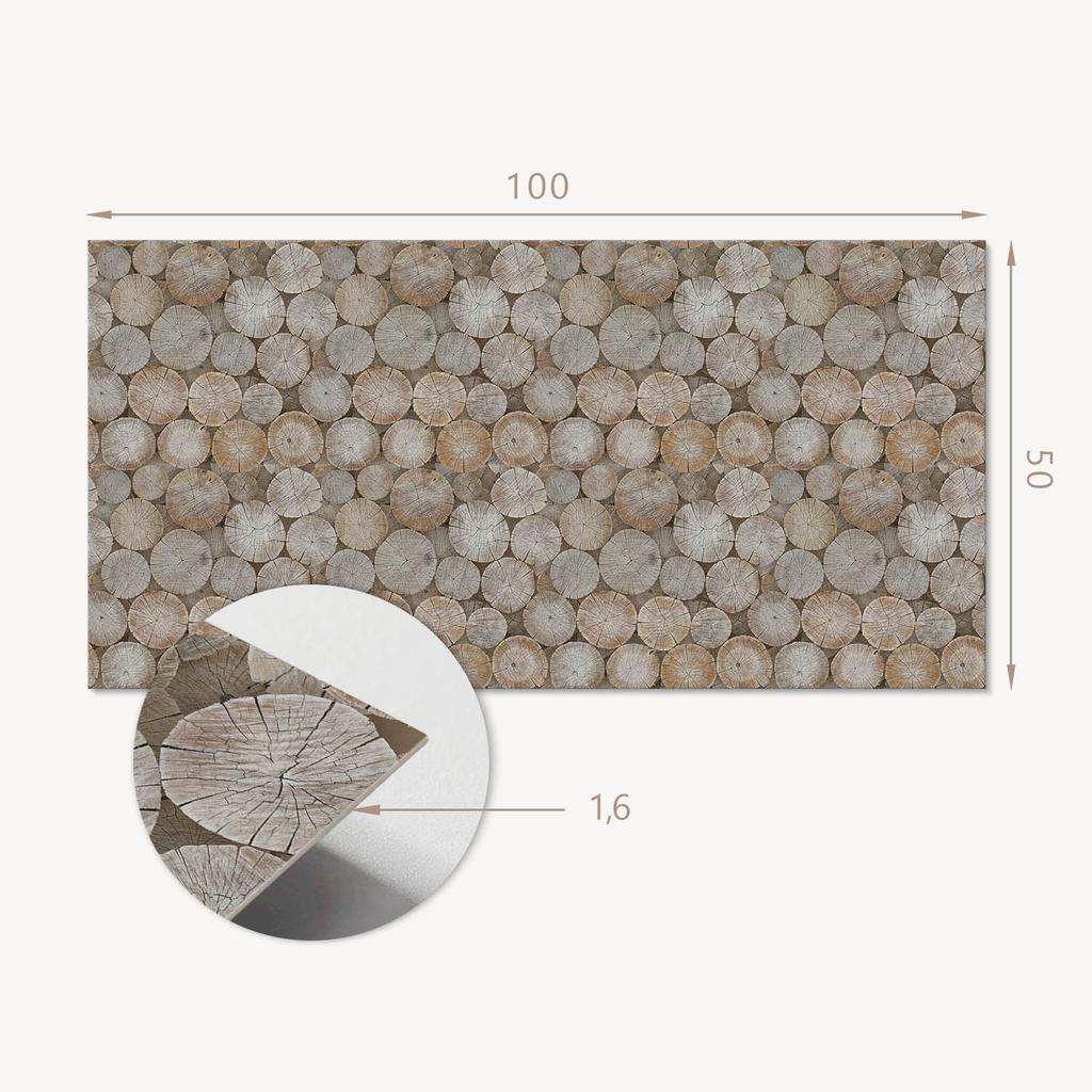 Dekoracyjny Panel Ścienny Samoprzylepny Winyl 100X50 Cm Wzór Z Okręgami Drewna