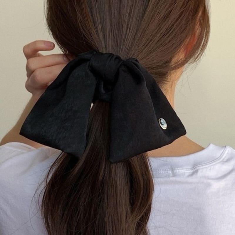 

oar Сатиновая резинка-скранчи с оборками [Черный и Мятный] Black