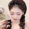 Black Flocked Big Wave Headband with Tooth Comb for Washing Face, Headband for Tidying Up Hair, Hairpin and Headdress