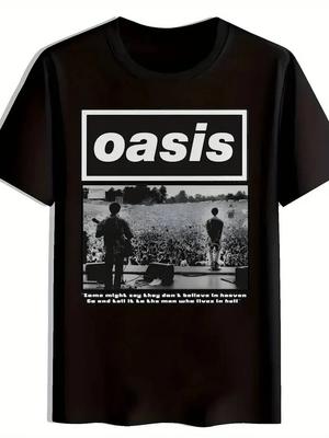 T-shirt Band Oasis Musica Rock, Grafica Nera da Uomo