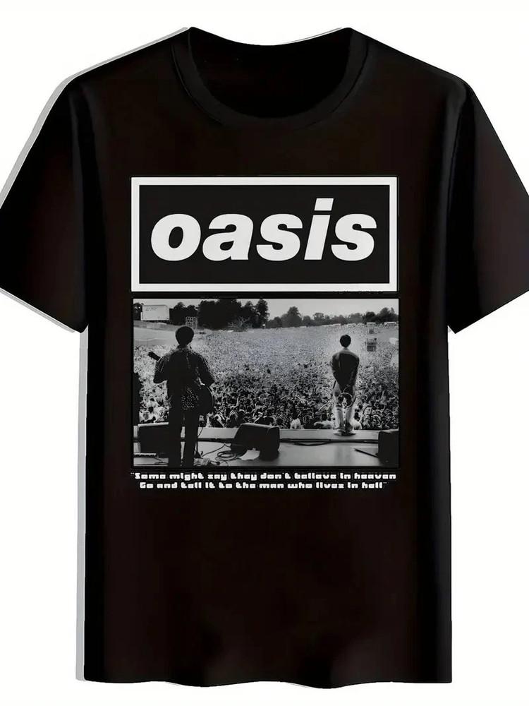 Rock Music Oasis Band T-Shirt, Men's Black Graphic