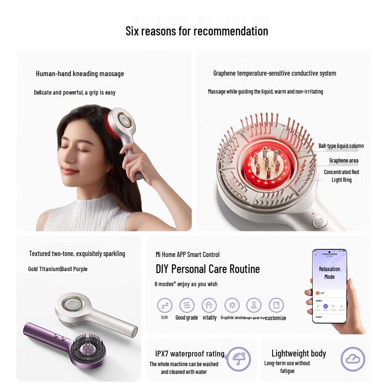 Xiaomi Smart Scalp Massager Comb with Red Light & Graphene