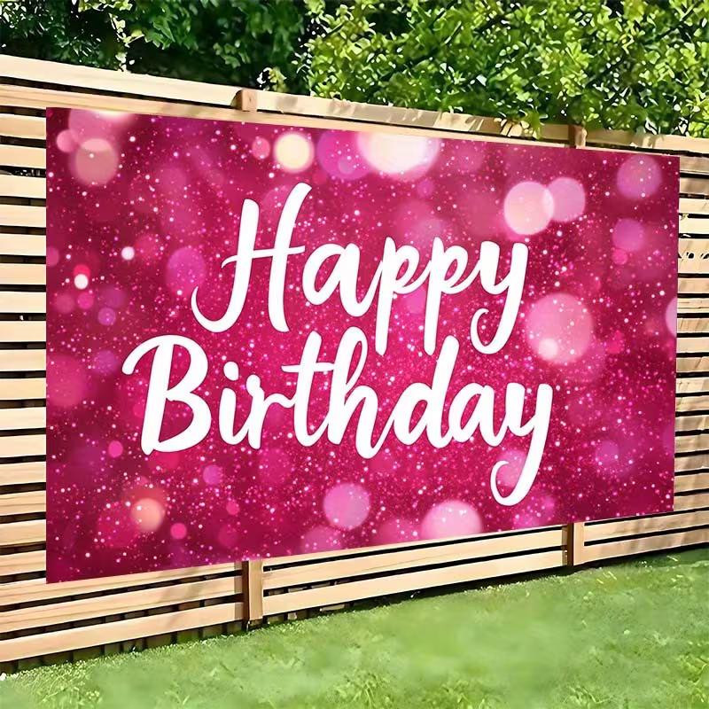 2D Pink Birthday Banner, Glitter Bokeh Party & Live Background