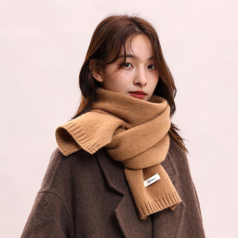 Wool Knitted 100% Cashmere Scarf Female and Male Thickened Scarf Warm Couple Parent-child Model Autumn and Winter Gift
