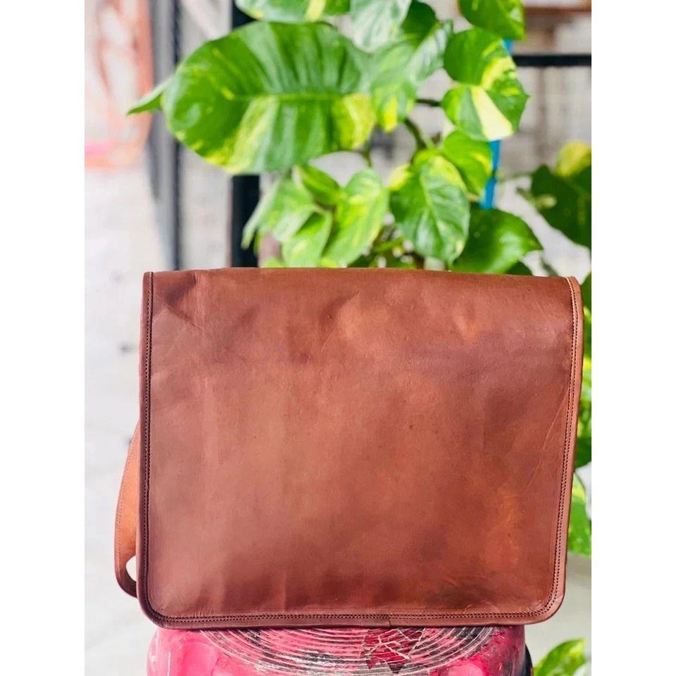 Men's CleanLeather Messenger Real Satchel Bag Genuine Laptop Brown Briefcase New