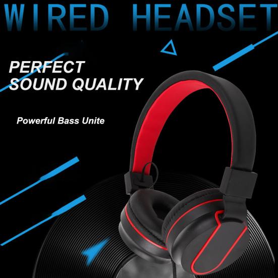 Wired Foldable Portable HiFi Stereo Headphone Heavy Bass Gaming Headset with Mic