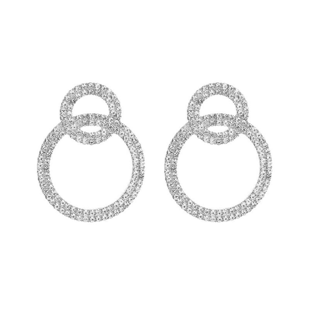 Personalized Oval Earrings With Full Diamonds, Double Hoop Earrings