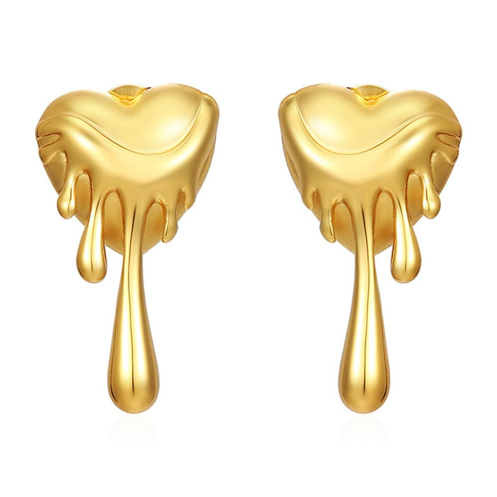 

Fashion Design Melting Heart Earrings Women Accessories Wholesale 2025 Trend Personality Metal Stud Earrings Party Zircon Gift