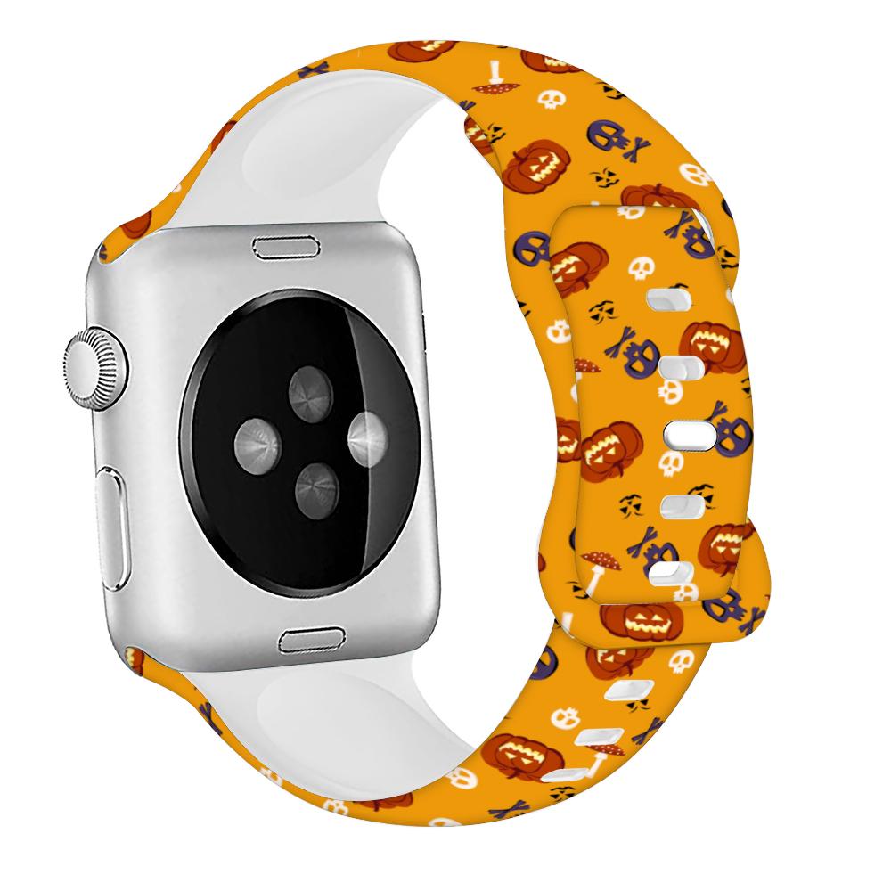 Silicone Strap For Apple Watch Band 44mm 40mm 45mm 49mm 41mm 38mm 42mm Halloween bracelet iwatch series 9 7 se 3 5 4 6 8 ultra 2