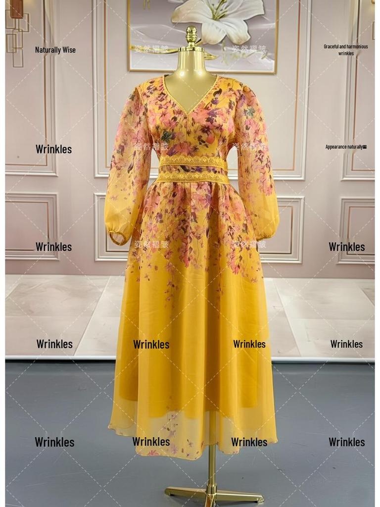 Damen Frühlingskleid mit Aufdruck in Übergröße: Schlankmachendes, Bauchbedeckendes, Elegantes Partykleid für Mütter