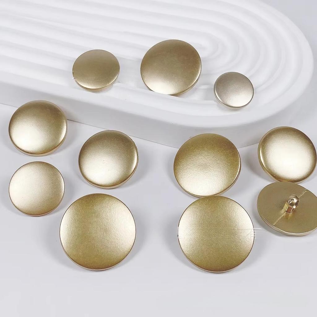 10Pcs Fashion Light Luxury Gold Flat Round Plastic Buttons Women Coat Trench Suit Advanced Sense Shank Button Sewing Accessories