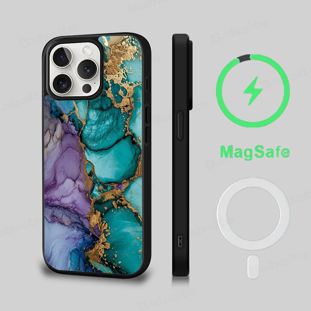 Marble Art Phone Case Magnetic Case For IPhone 16 14 13 12 11 15 Pro Max Plus For Magsafe Wireless Charge Cover